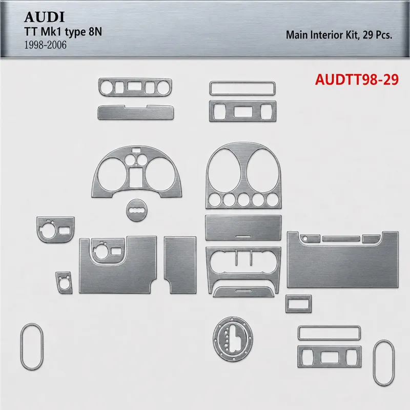 Audi TT 2001–2006 Soft Roof Coupe 3D sada dekorov interiéru palubnej dosky 29-dielna