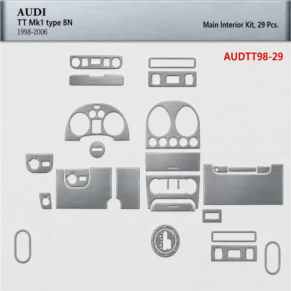 Audi TT 2001–2006 Soft Roof Coupe 3D sada dekorov interiéru palubnej dosky 29-dielna