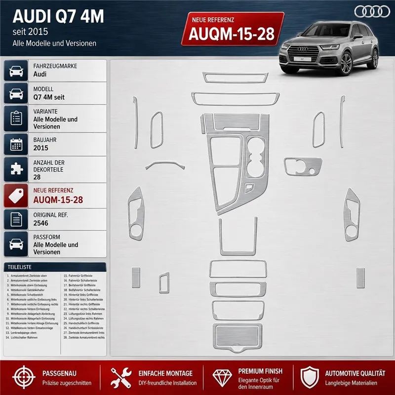 Audi Q7 4M seit 2015 3D sada dekorov interiéru palubnej dosky 28-dielna