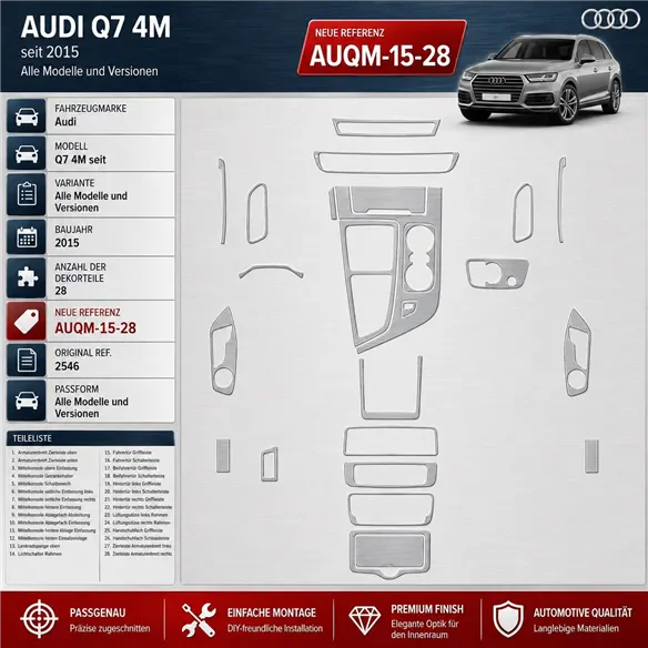 Audi Q7 4M seit 2015 3D sada dekorov interiéru palubnej dosky 28-dielna