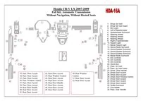 Honda CR-V 2007-2009 Kompletná sada, automatická prevodovka, bez NAVI, bez vyhrievaných sedadiel Interiér BD Dash Trim Kit - 1