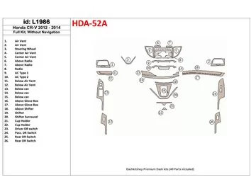 Honda CR-V 2012-UP Bez súpravy NAVI interiéru BD Dash Trim Kit - 1