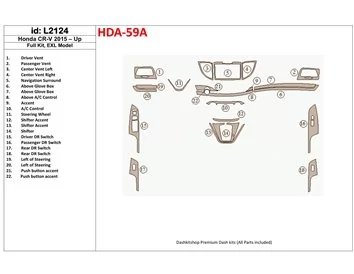 Kompletná súprava Honda CR-V 2015-UP, súprava vnútorného obloženia interiéru modelu EXL BD - 1