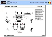 Audi A4 B8 Typ 8K 2009-2015 Súprava obloženia palubnej dosky 3D interiéru Dekorácia palubnej dosky 20 dielov - 1