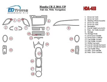 Kompletná súprava Honda CR-Z 2011-UP s vnútornou súpravou NAVI BD Dash Trim Kit