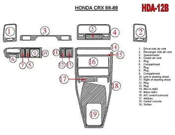 Honda CRX 1988-1989 Kompletná súprava interiéru BD Dash Trim Kit