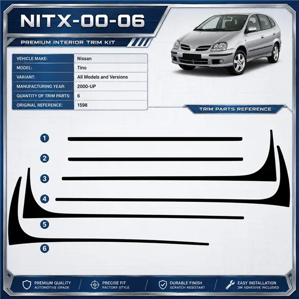 Nissan Tino od 2000 3D sada dekorov interiéru palubnej dosky 6-dielna