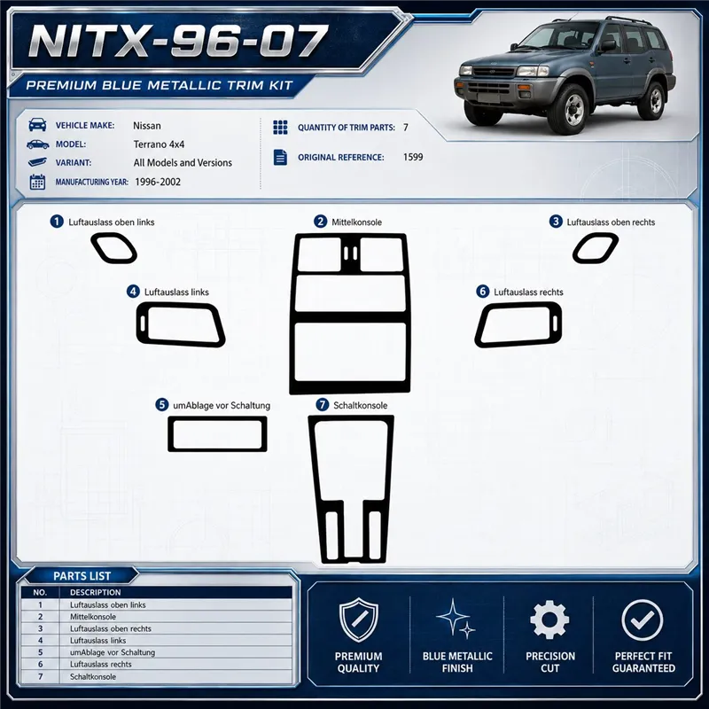 Nissan Terrano 4x4 1996–2002 3D sada dekorov interiéru palubnej dosky 7-dielna