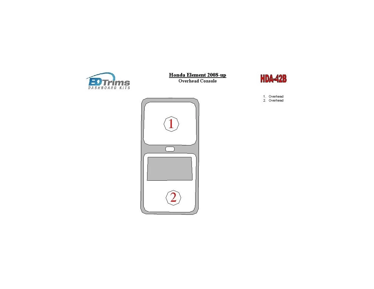 Honda Element 2008-UP Interiér stropnej konzoly BD Dash Trim Kit - 1