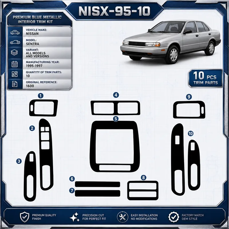 Nissan Sentra 1995–1997 3D sada dekorov interiéru palubnej dosky 10-dielna