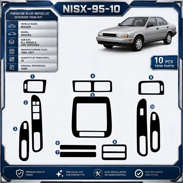 Nissan Sentra 1995–1997 3D sada dekorov interiéru palubnej dosky 10-dielna