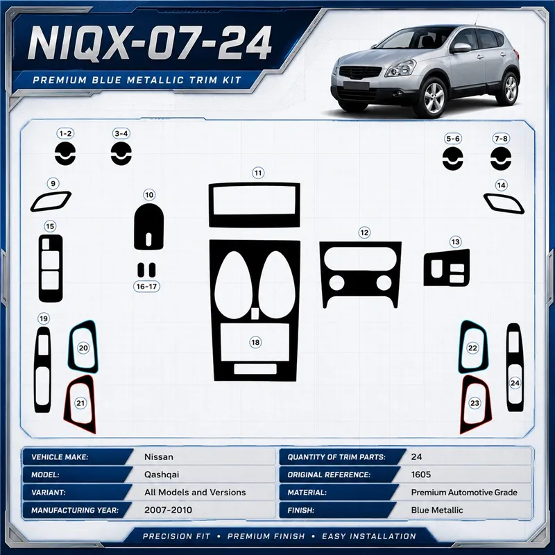 Nissan Qashqai 2007–2010 3D sada dekorov interiéru palubnej dosky 24-dielna