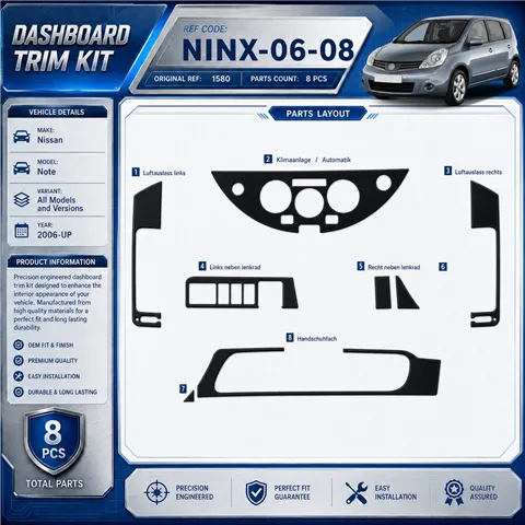 Nissan Note od 2006 3D sada dekorov interiéru palubnej dosky 8-dielna