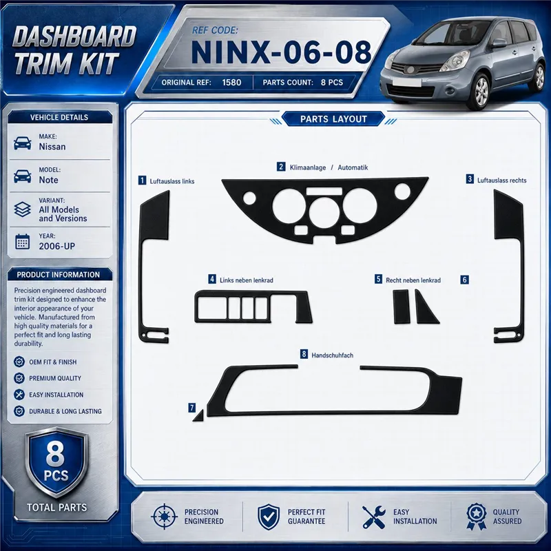 Nissan Note od 2006 3D sada dekorov interiéru palubnej dosky 8-dielna