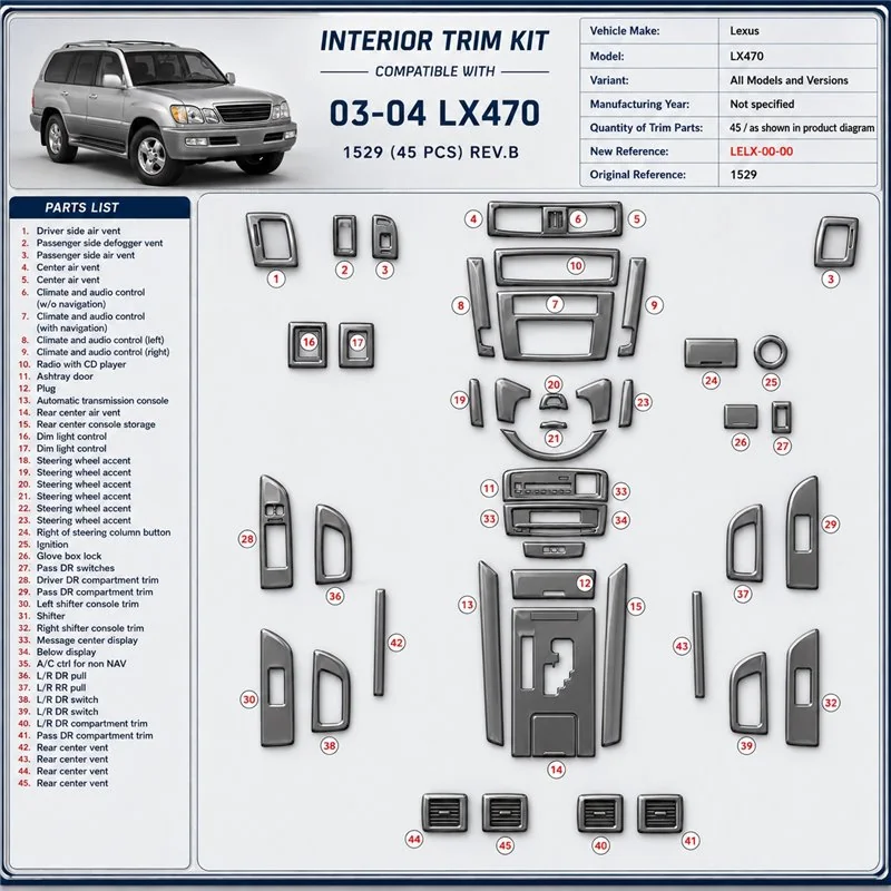 Lexus LX470 Not specified 3D sada dekorov interiéru palubnej dosky 0-dielna