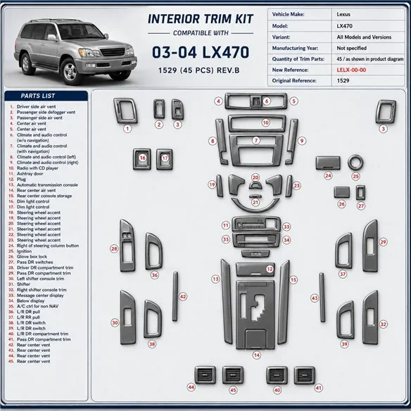 Lexus LX470 Not specified 3D sada dekorov interiéru palubnej dosky 0-dielna