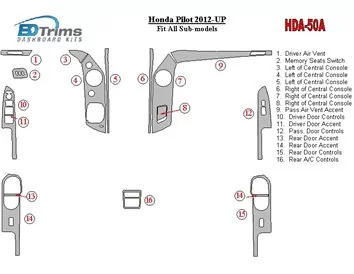 Súprava obloženia palubnej dosky pre interiér Honda Pilot 2012-UP - 1