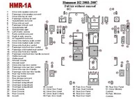 Hummer H2 2003-2007 Kompletná súprava, bez interiéru strešného okna BD Dash Trim Kit - 3 Hummer H2 2003-2007 Kompletná súprava, bez interiéru strešného okna BD Dash Trim Kit - 3
