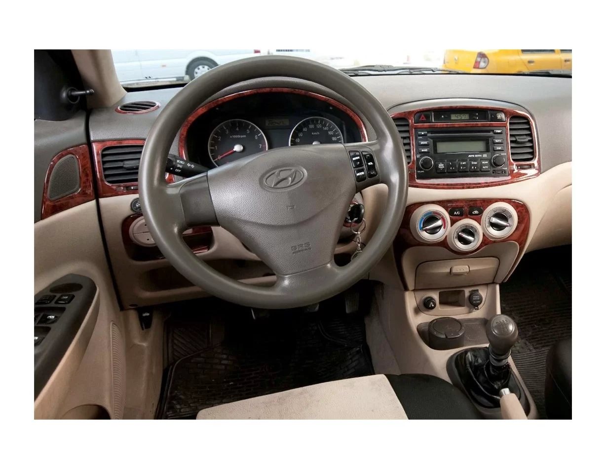 Hyundai Accent Era 01.06-12.10 Súprava obloženia palubnej dosky 3D interiéru Dekorácia palubnej dosky 21 dielov - 1