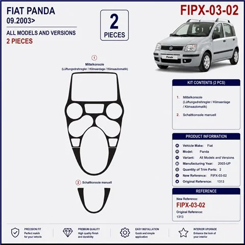 Fiat Panda 2003+ 3D dekor palubnej dosky, 2 dielov 2