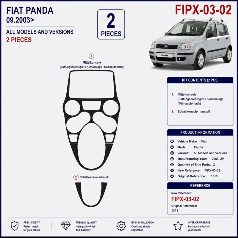Fiat Panda 2003+ 3D dekor palubnej dosky, 2 dielov