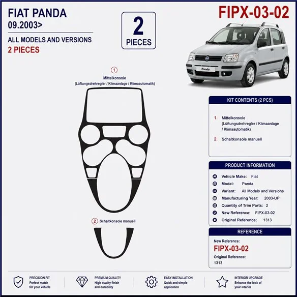 Fiat Panda 2003+ 3D dekor palubnej dosky, 2 dielov