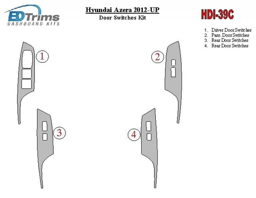 Hyundai Azera 2012-UP Ovládanie okien Interiér BD Dash Trim Kit - 1