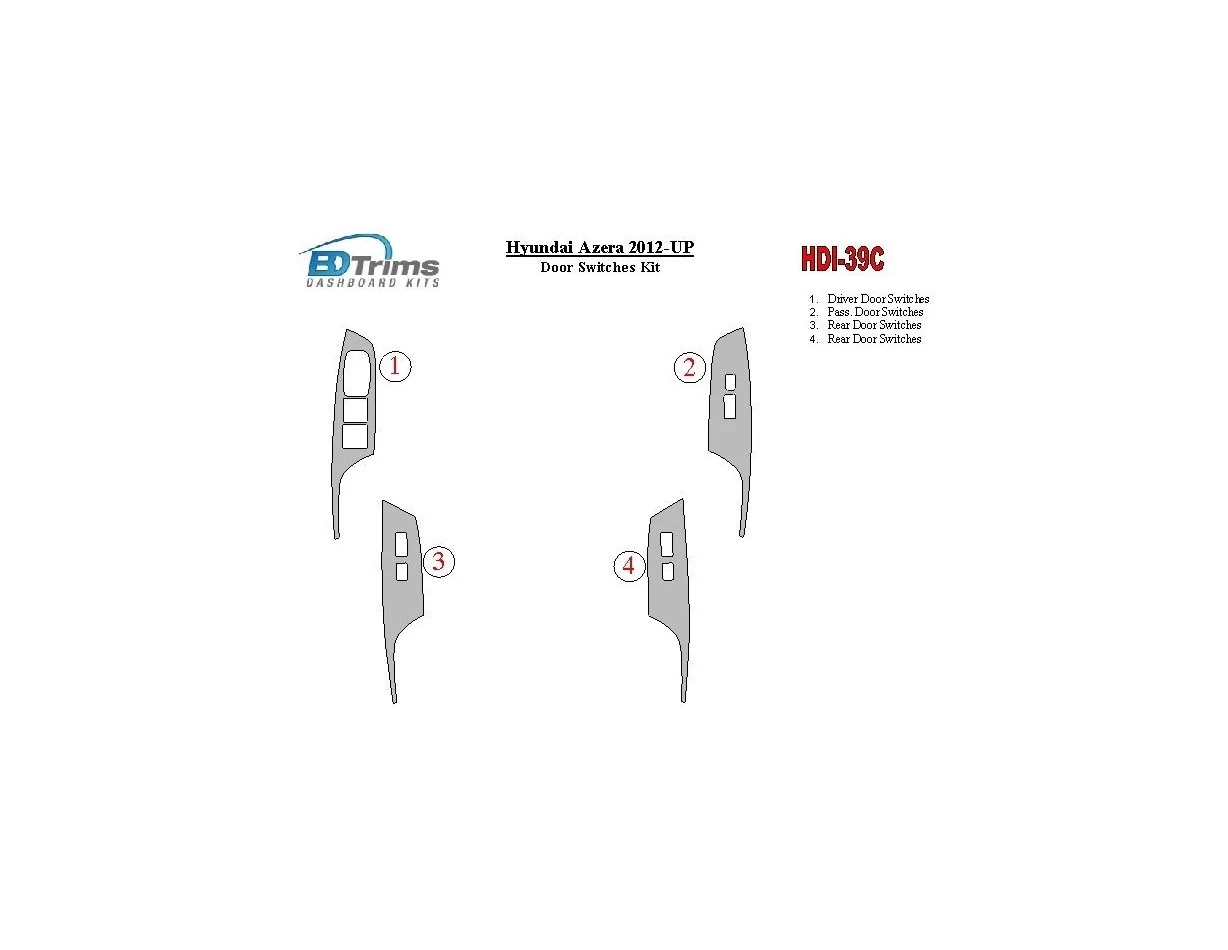 Hyundai Azera 2012-UP Ovládanie okien Interiér BD Dash Trim Kit - 1