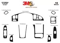 Hyundai Elantra 01.04-01.07 Súprava obloženia palubnej dosky 3D interiéru Dekorácia palubnej dosky 10 dielov - 2