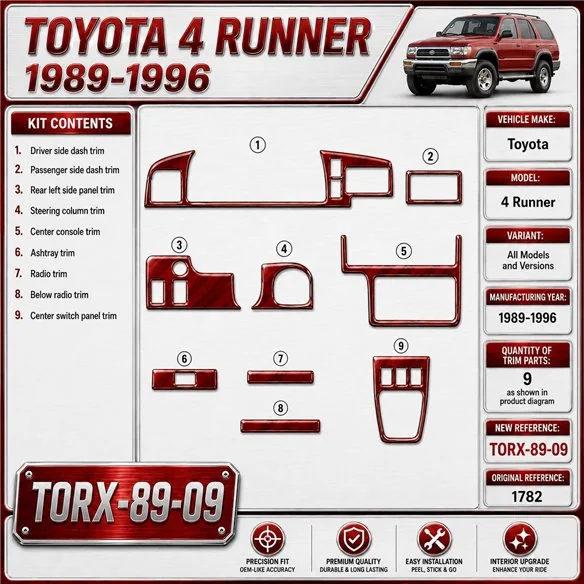 Toyota 4 Runner 1989–1996 3D sada dekorov interiéru palubnej dosky 9-dielna