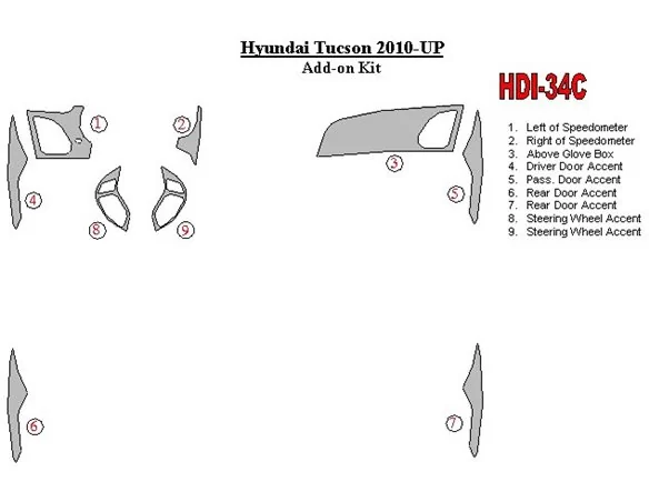 Doplnková súprava Hyundai ix35 2010-UP Interiér BD Dash Trim Kit - 1