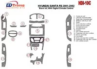 Základná súprava Hyundai Santa Fe 2001-2002, s automatickou klimatizáciou, súprava 17 dielov Interiér BD Dash Trim Kit - 1 Základná súprava Hyundai Santa Fe 2001-2002, s automatickou klimatizáciou, súprava 17 dielov Interiér BD Dash Trim Kit - 1