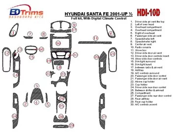 Kompletná sada Hyundai Santa Fe 2001-2002, s automatickou klimatizáciou, sada 30 dielov Interiér BD Dash Trim Kit - 1