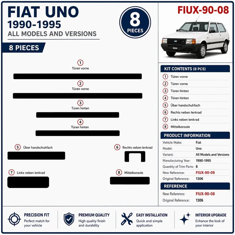 Fiat Uno 1990-1995 3D dekor palubnej dosky, 8 dielov