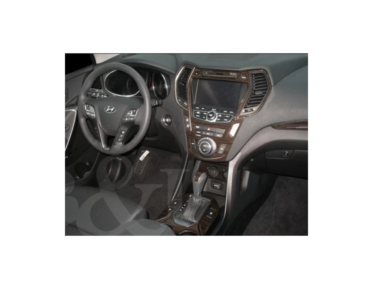 Kompletná sada Hyundai Santa Fe 2013-UP, bez NAVI, klimatizácie s displejom, bez 3 radových sedadiel Interiér BD Dash Trim Kit -