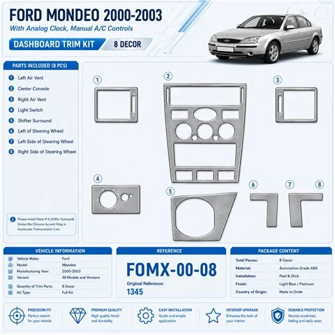 Ford Mondeo 2000–2003 3D sada dekorov interiéru palubnej dosky 8-dielna
