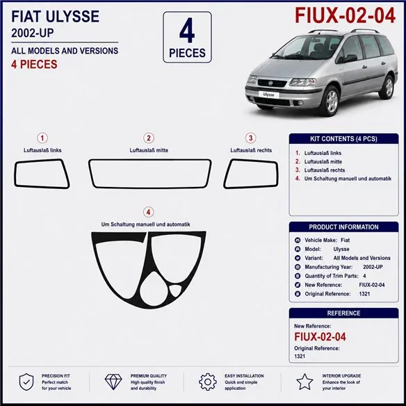 Fiat Ulysse 2002+ 3D dekor palubnej dosky, 4 dielov