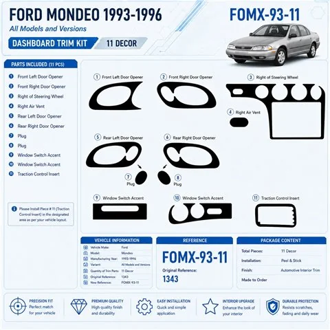 Ford Mondeo 1993–1996 3D sada dekorov interiéru palubnej dosky 11-dielna