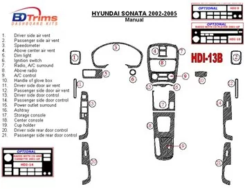 Hyundai Sonata 2002-2005 Pre interiér manuálnej prevodovky BD Dash Trim Kit - 1