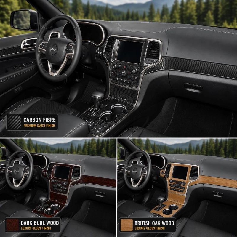 Jeep Grand Cherokee 2011–2020 3D sada dekorov interiéru palubnej dosky 15-dielna