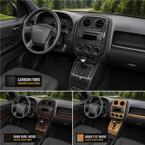 Jeep Compass od 2009 kompletná sada; With Auto-stick mission 3D sada dekorov interiéru palubnej dosky kompletná sada / podľa pro 2