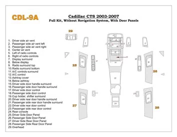 Cadillac CTS 2003-2007 Kompletná súprava vnútorného obloženia palubnej dosky BD - 1