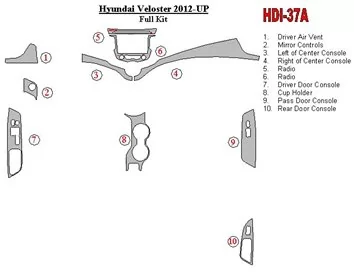 Hyundai Veloster 2012-UP Kompletná súprava interiéru BD Dash Trim Kit - 1