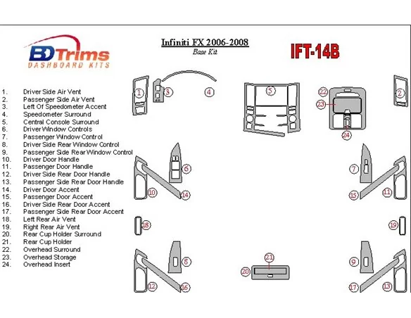 Infiniti FX 2006-2008 Základná súprava interiéru BD Dash Trim Kit - 1