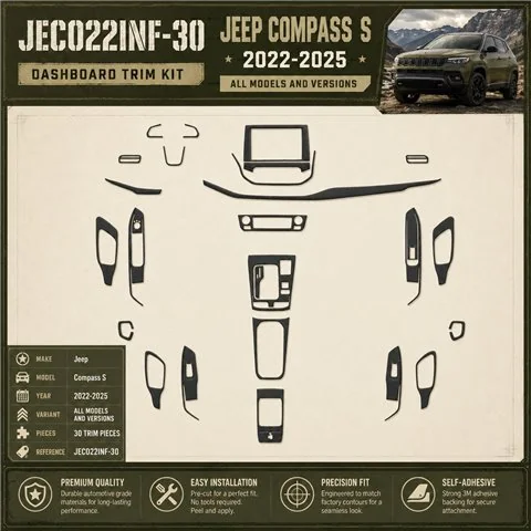 Jeep Compass S 2022–2025 3D sada dekorov interiéru palubnej dosky 30-dielna