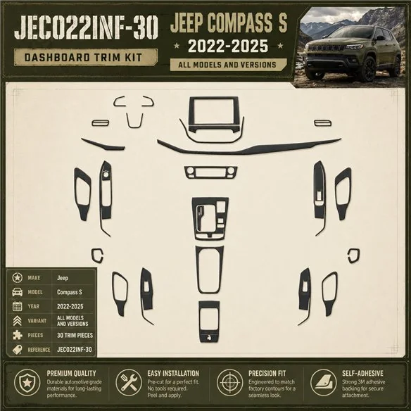 Jeep Compass S 2022–2025 3D sada dekorov interiéru palubnej dosky 30-dielna