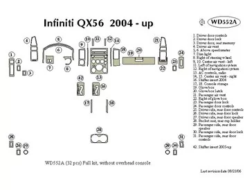 Infiniti QX56 2004-2007 Kompletná súprava vnútorného obloženia palubnej dosky BD - 1