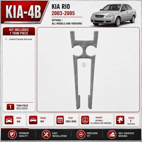 Kia Rio 2003–2005 Options 3D sada dekorov interiéru palubnej dosky podľa produktového nákresu