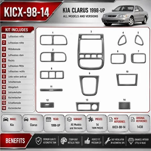 Kia Clarus od 1998 3D sada dekorov interiéru palubnej dosky 14-dielna