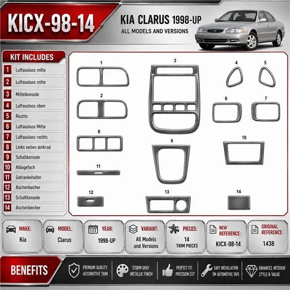 Kia Clarus od 1998 3D sada dekorov interiéru palubnej dosky 14-dielna